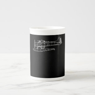 Beaver On Floats Sea Plane Pilot Front & Back Bone China Mug