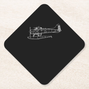 Beaver On Floats Sea Plane Piot Funny Gift Paper Coaster