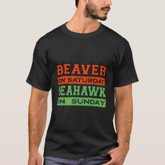 Beaver On Saturday Seahawk On Sunday Seattle Gift T-Shirt
