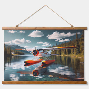 Beaver Orange Float Airplane Hanging Tapestry
