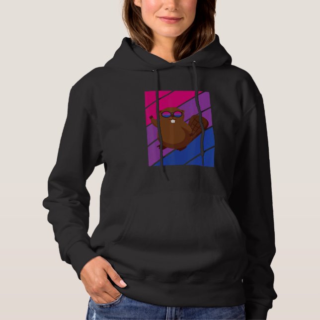 Beaver Pride Bisexual Flag LGBTQ Proud Ally Pride  Hoodie (Front)