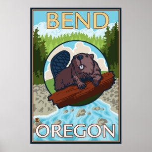 Beaver & River - Bend, Oregon Poster