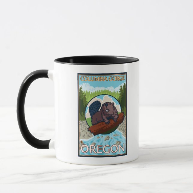 Beaver & River - Columbia Gorge, Oregon Mug (Left)