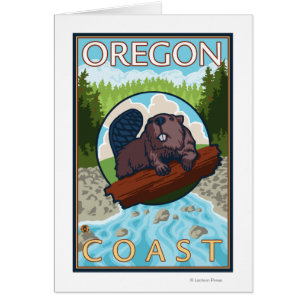 Beaver & RiverCoastVintage Travel Poster