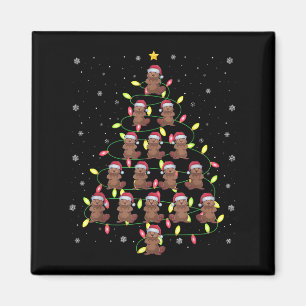 Beaver Santa Christmas Tree Lights Ugly Sweater St Magnet
