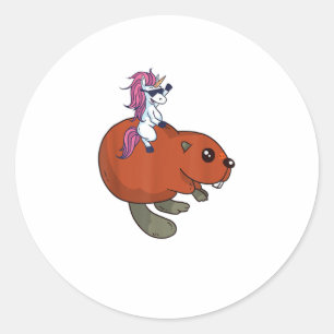 Beaver Shirt Funny Unicorn Beaver Lover Gift T-Shi Classic Round Sticker