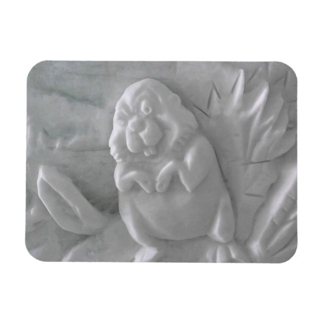Beaver Snow Sculpture, Hotel de Glace, Quebec Magnet (Horizontal)