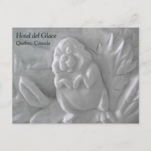 Beaver Snow Sculpture, Hotel de Glace, Quebec Postcard