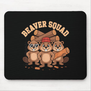 Beaver squad sunglasses lumberjack woods group mouse pad