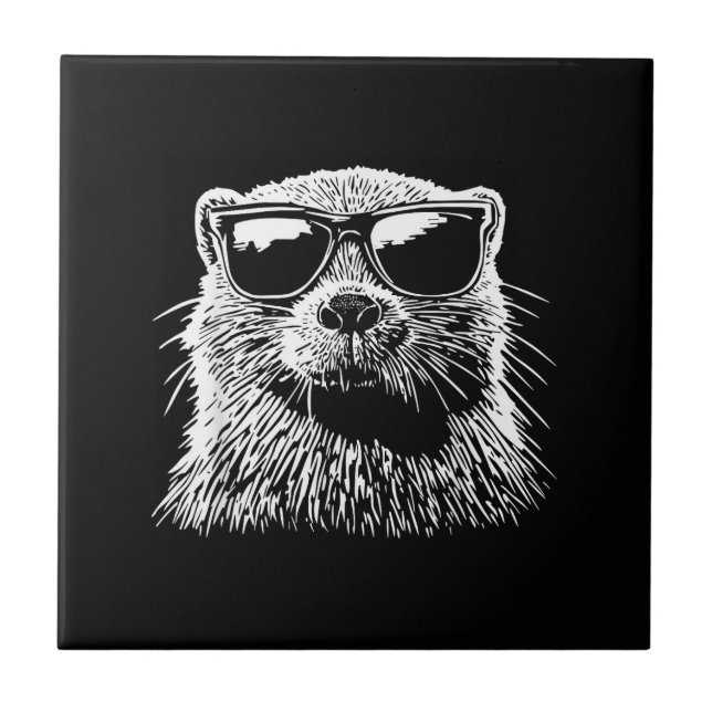 Beaver Sunglasses Ceramic Tile (Front)