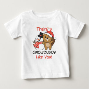 Beaver There's Snowbuddy Like Snowman Pun Baby T-Shirt
