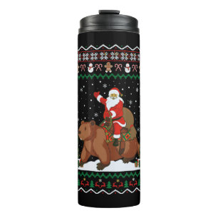 Beaver Ugly Xmas Gift Funny Santa Riding Beaver Ch Thermal Tumbler