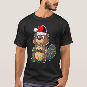 Beaver Wearing Santa Hat Xmas Funny Beaver Lover C T-Shirt