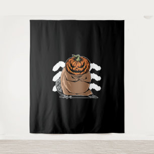Beaver With A Pumpkin Head - Halloween Beaver Tapestry