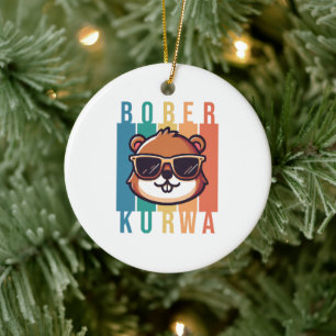 Beaver with Sunglasses Ceramic Ornament