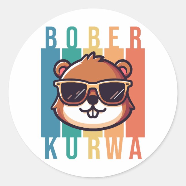  Beaver with Sunglasses Classic Round Sticker (Front)
