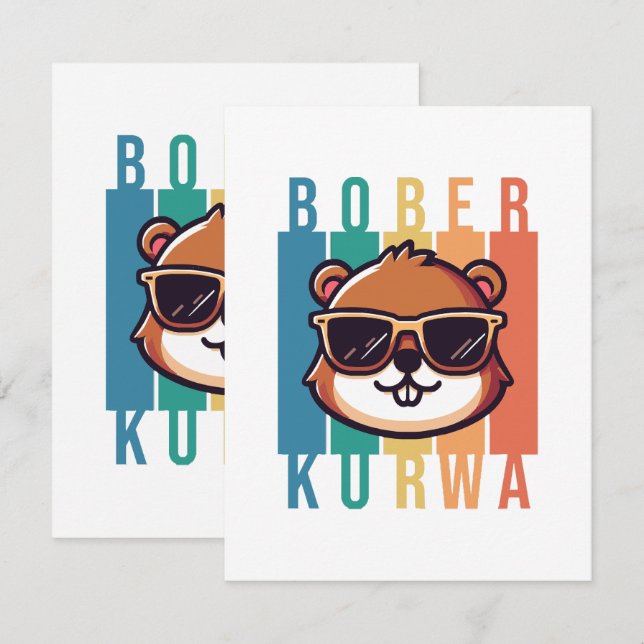  Beaver with Sunglasses Enclosure Card (Front/Back)