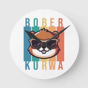Beaver with Sunglasses Round Clock