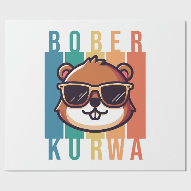  Beaver with Sunglasses Wrapping Paper (Flat)