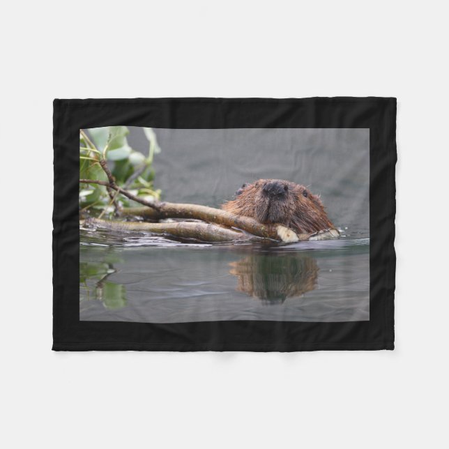 Beaver Working Fleece Blanket (Front (Horizontal))