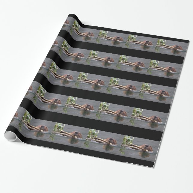 Beaver Working Wrapping Paper (Unrolled)