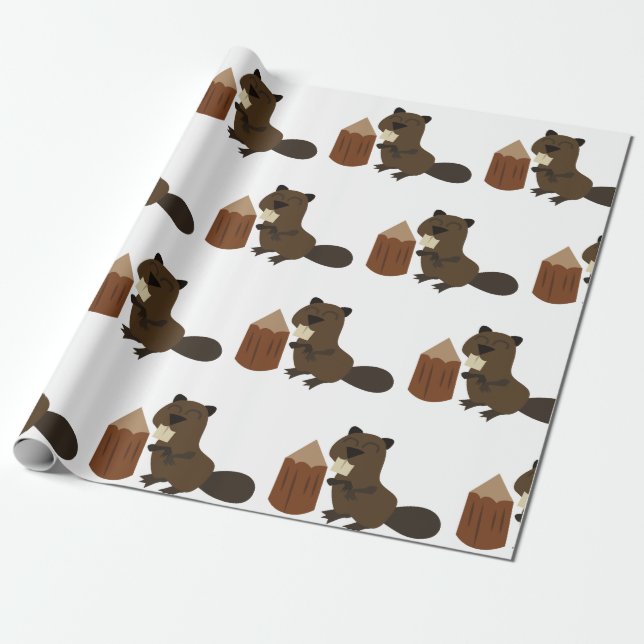 Beaver Wrapping Paper (Unrolled)