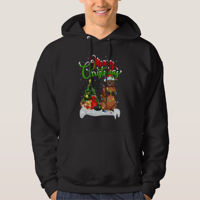 Beaver   Xmas Decorations Santa Beaver Christmas Hoodie (Front)