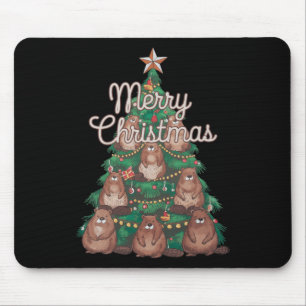 Beaver Xmas Tree Beaver Christmas Tree Merry Chris Mouse Pad