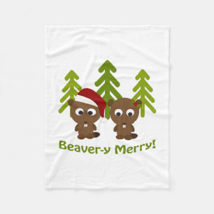Beaver-y Merry! Christmas Beavers Fleece Blanket