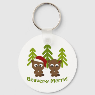 Beaver-y Merry! Christmas Beavers Key Ring