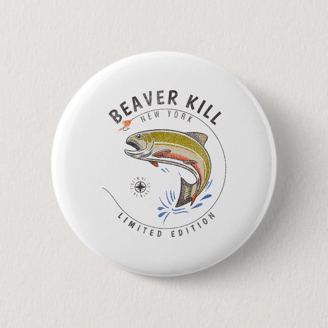 Beaverkill River New York Fly Fishing Souvenir Bea 6 Cm Round Badge (Front)