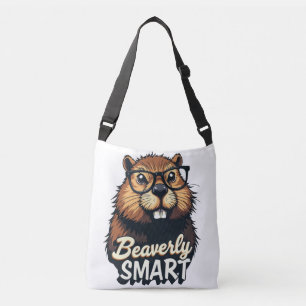 Beaverly Smart – Funny Beaver with Glasses Graphic Crossbody Bag