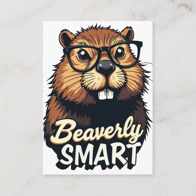 Beaverly Smart – Funny Beaver with Glasses Graphic Enclosure Card (Front)