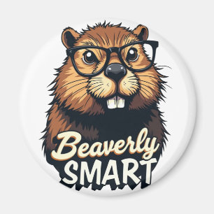 Beaverly Smart – Funny Beaver with Glasses Graphic Magnet
