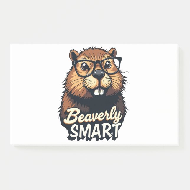 Beaverly Smart – Funny Beaver with Glasses Graphic Post-it Notes (Front)