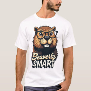 Beaverly Smart – Funny Beaver with Glasses Graphic T-Shirt