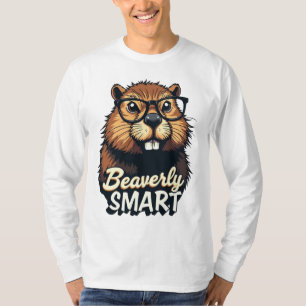 Beaverly Smart – Funny Beaver with Glasses Graphic T-Shirt