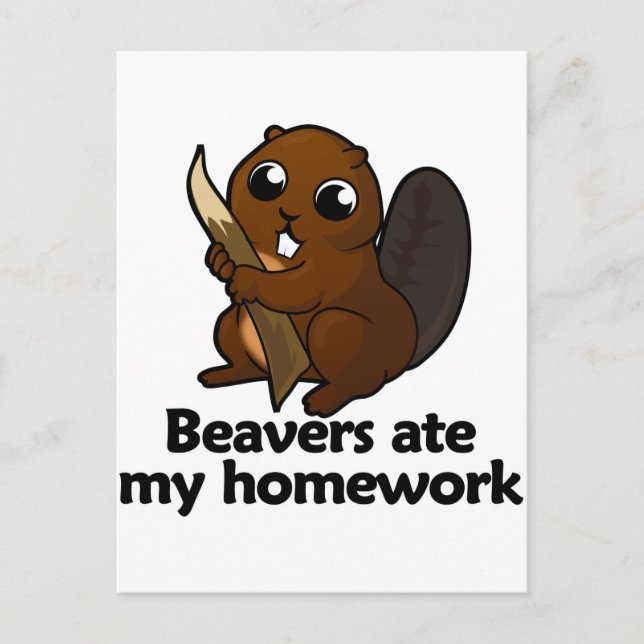 Beavers ate my homework postcard (Front)