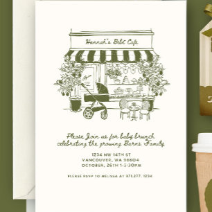 Bebe Cafe   baby is brewing   Home cafe themed BAB Invitation