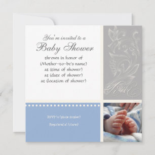 Bébé Modern Swirl n Dot - Baby Boy Shower Invite