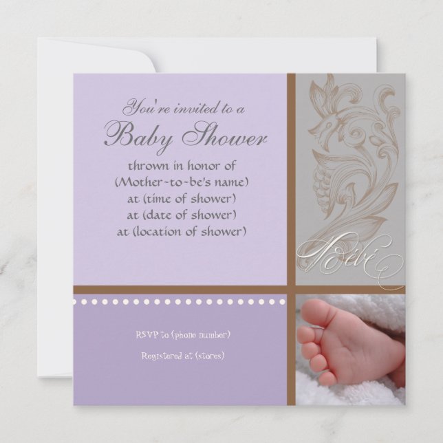 Bébé Modern Swirl n Dot - Baby Girl Shower Invite (Front)