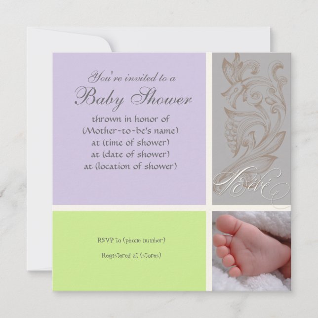 Bébé Modern Swirl n Dot - Baby Girl Shower Invite (Front)