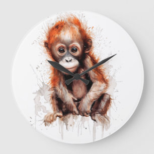 Bebé Orangután Large Clock