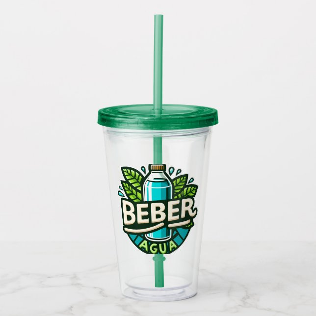 Beber agua acrylic tumbler (Front)
