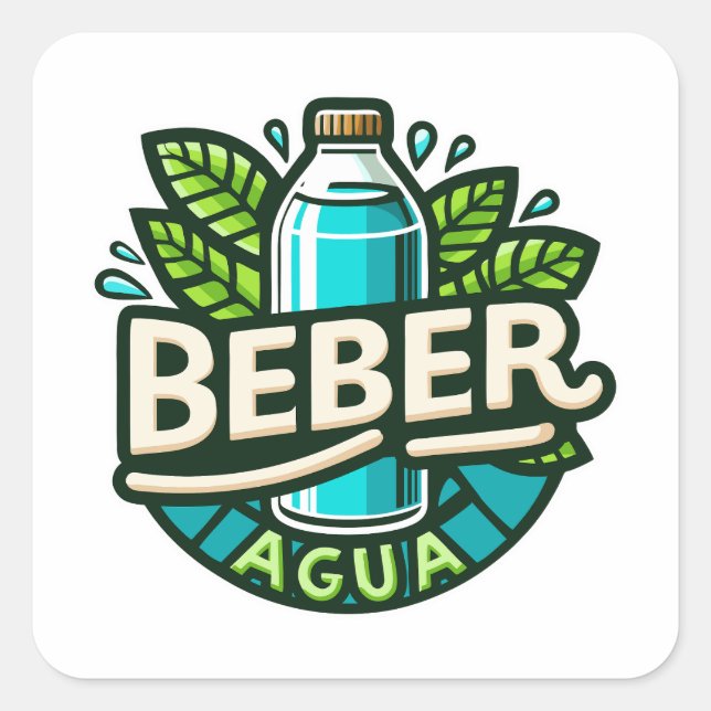 Beber agua square sticker (Front)