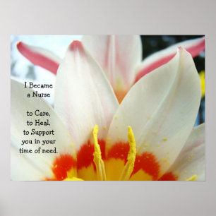 Became a Nurse art prints Care Heal Support Tulips