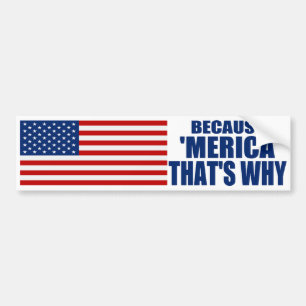 BECAUSE 'MERICA THAT'S WHY US Flag Bumper Sticker