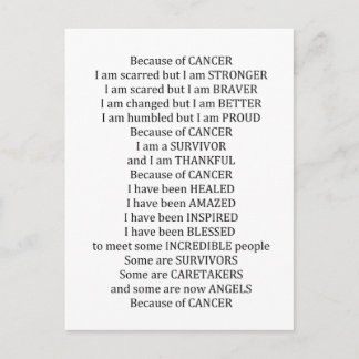 Because of Cancer Postcard