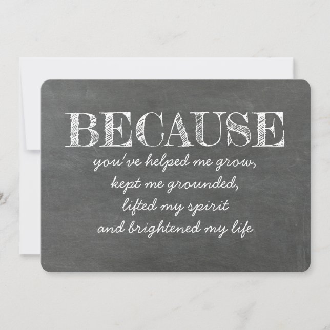 Because you brightened my life BRIDESMAID CARD (Front)