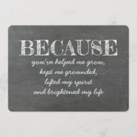 Because you brightened my life BRIDESMAID CARD